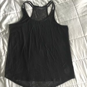 Pure Barre pointelle back mesh tank